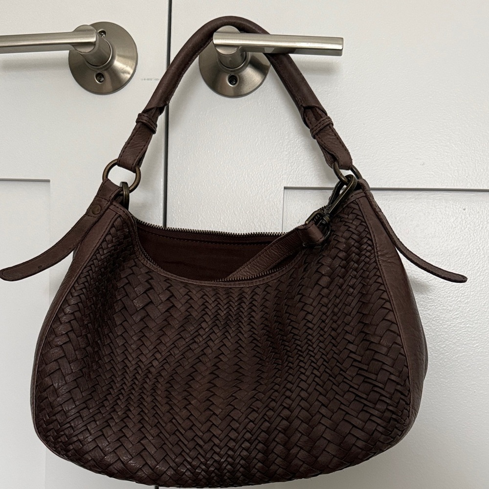 Ashwood Genuine Leather Brown Woven Handbag